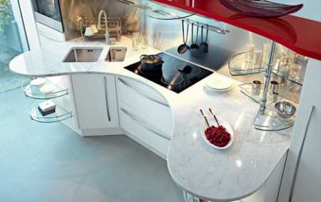 Полукруглый стол для кухни правильно организует пространство