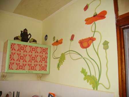 Рисунок на стене на кухне: способы нанесения изображения