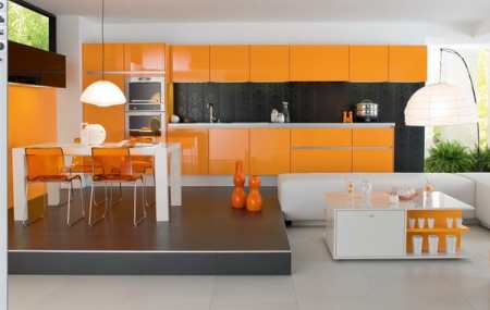 Оранжевые стулья для кухни. Рассуждения об оттенках кухонного интерьера